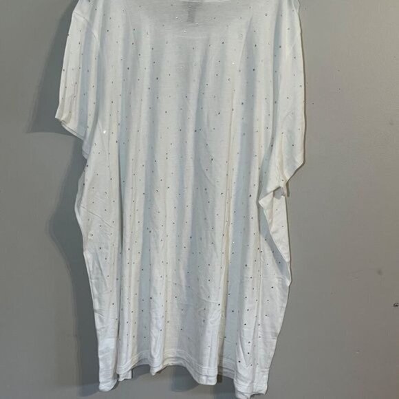 Torrid Top Women 28 White Pullover Rhinestone Neutral Retro 80s Summer Feminine - Picture 9 of 15